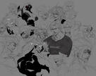 Assorted sketches of characters from the Metal Gear series.
